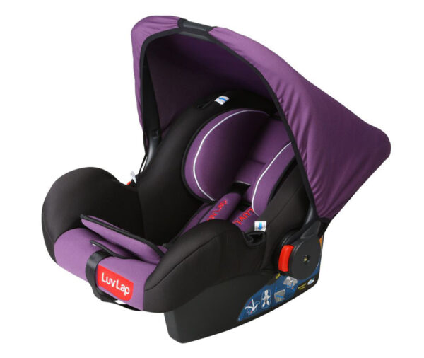 LuvLap Infant Baby Car Seat Cum Carry Cot With Rocker And Canopy (18216) - Purple-14433