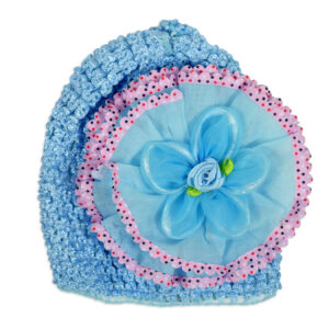 Flower Applique Baby Crochet Caps - Sky Blue-0
