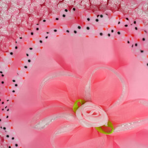 Flower Applique Baby Crochet Caps - Pink-14191