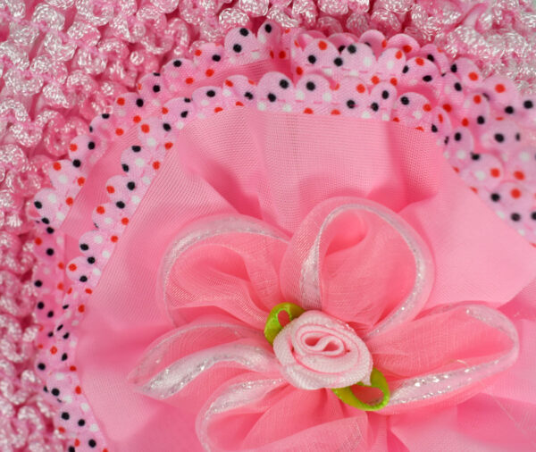 Flower Applique Baby Crochet Caps - Pink-14191