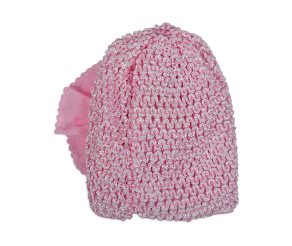 Flower Applique Baby Crochet Caps - Pink-14189