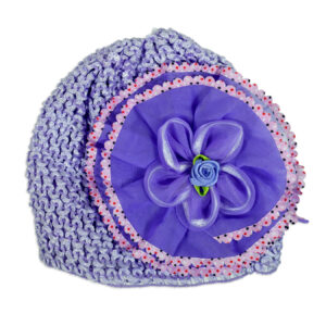 Flower Applique Baby Crochet Caps - Purple-0