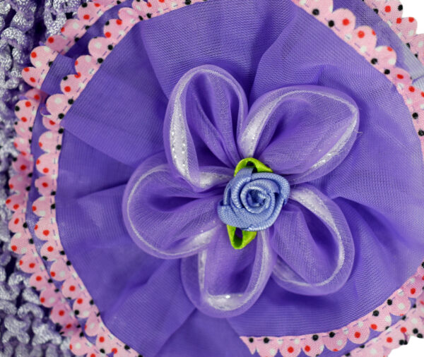 Flower Applique Baby Crochet Caps - Purple-14199