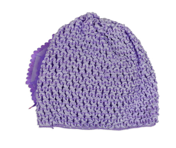 Flower Applique Baby Crochet Caps - Purple-14197