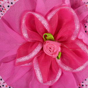 Flower Applique Baby Crochet Caps - Magenta-14204