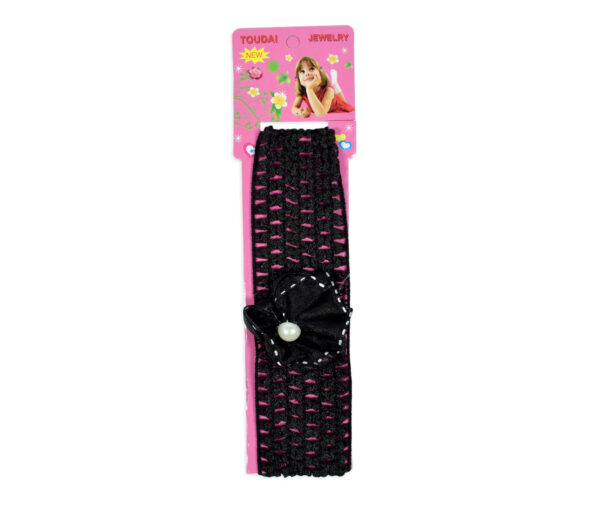 Kids Flower Knitted Crochet Headband - Black-0