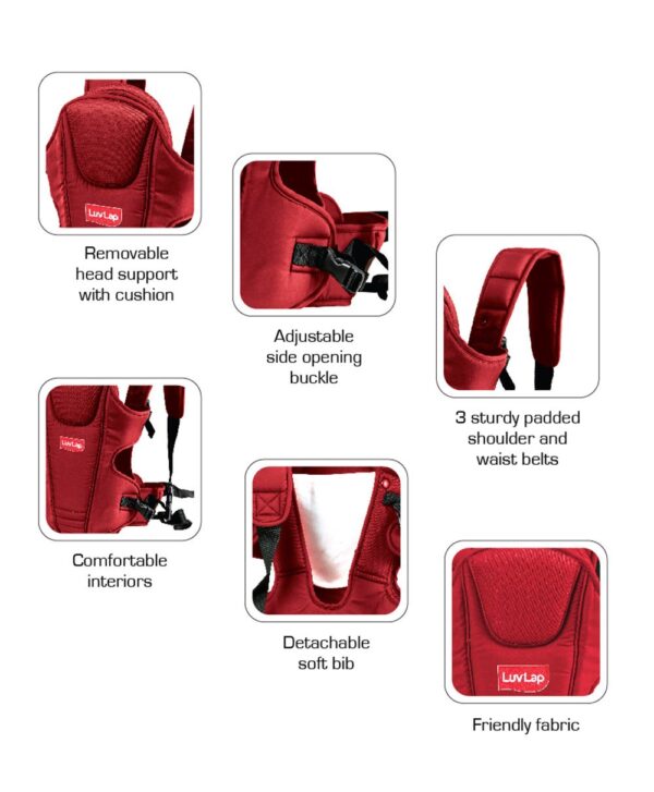 LuvLap 3 Way Baby Carrier Galaxy (18202) - Red-14557