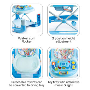 LuvLap Grand Baby Walker Cum Rocker (18297) - Blue-14640