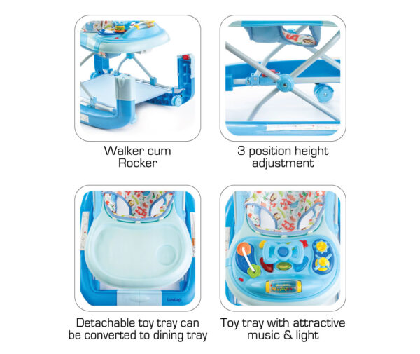 LuvLap Grand Baby Walker Cum Rocker (18297) - Blue-14640