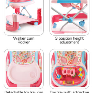 LuvLap Grand Baby Walker Cum Rocker (18298) - Pink-14663