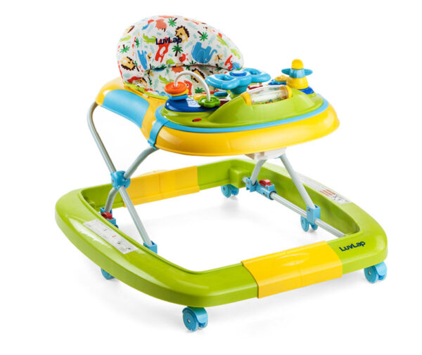 LuvLap Grand Baby Walker With Adjustable Height & Rocker (18296) - Green-0