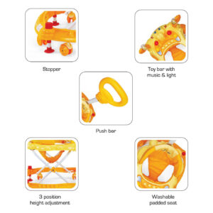 LuvLap Sunshine Musical Baby Walker (18128) - Yellow-14733