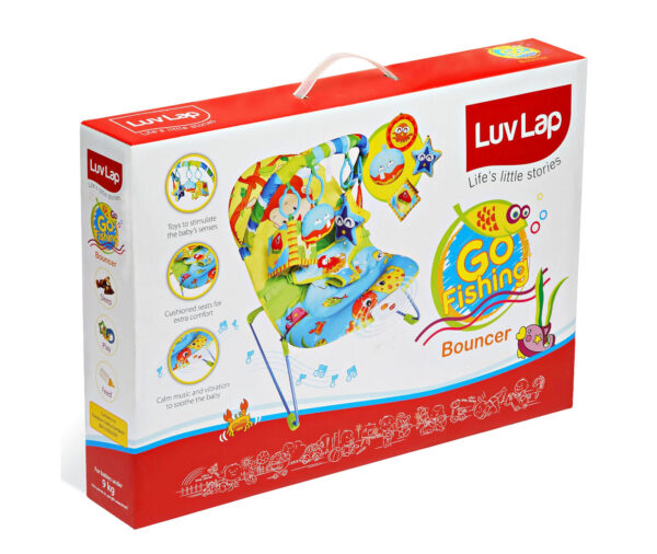 LuvLap Baby Bouncer Fish Print (18168) - Multi Colour-14765