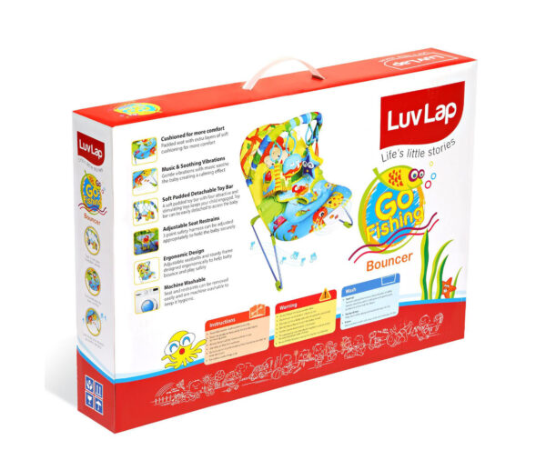 LuvLap Baby Bouncer Fish Print (18168) - Multi Colour-14760