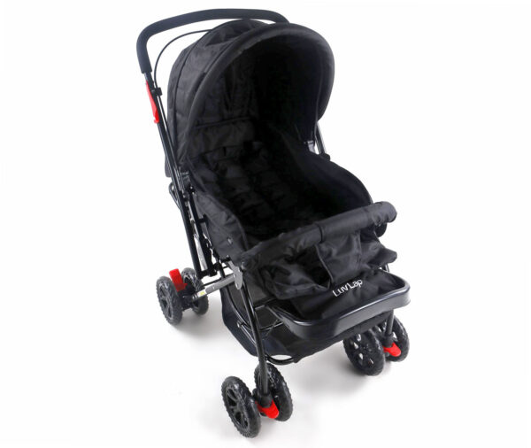 LuvLap Starshine Baby Stroller cum Pram (18305) - Black-0