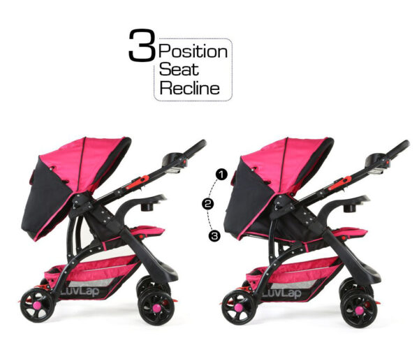 LuvLap Sports Stroller - Pink & Black-14915