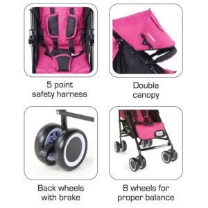 LuvLap City Baby Stroller Buggy (18279) - Pink-14940