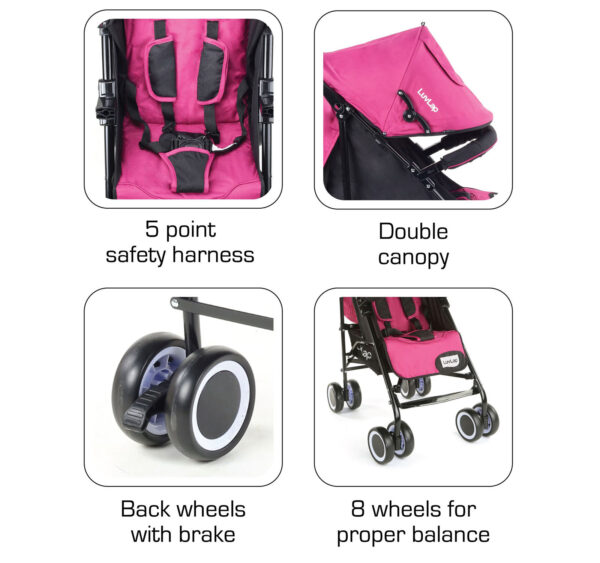 LuvLap City Baby Stroller Buggy (18279) - Pink-14940