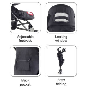 LuvLap City Baby Buggy Cum Stroller (18277) - Black-14966