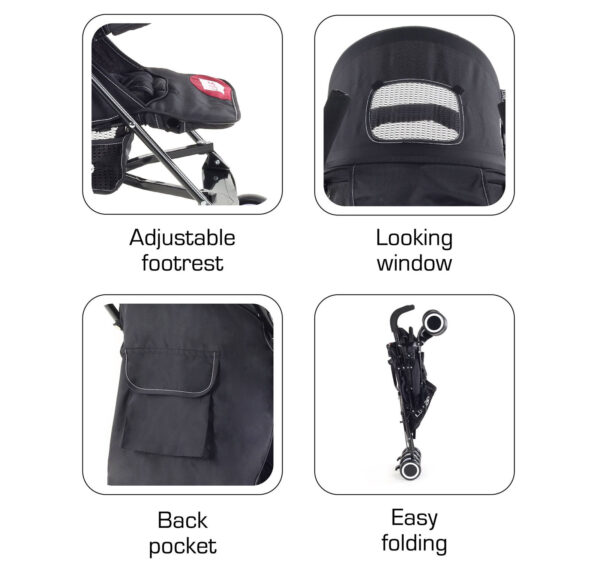 LuvLap City Baby Buggy Cum Stroller (18277) - Black-14966