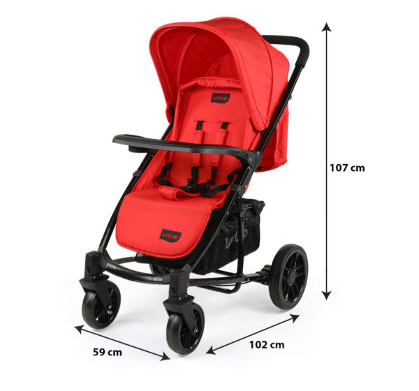 LuvLap Elite Baby Pram Stroller 18352 - Red-15017