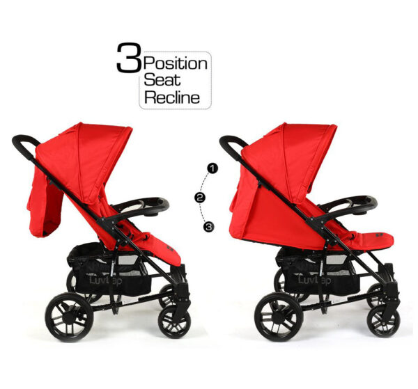 LuvLap Elite Baby Pram Stroller 18352 - Red-15012