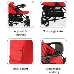 LuvLap Elite Baby Pram Stroller 18352 - Red-15013