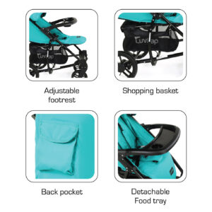 LuvLap Elite Baby Pram Stroller 18354 - Sea Green-15028