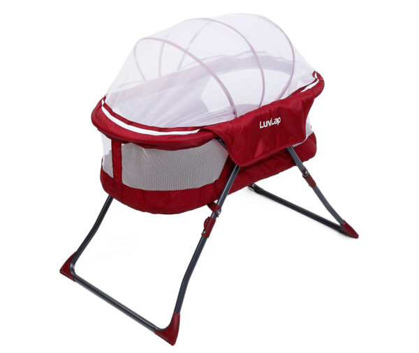 LuvLap Starshine Bassinet With Mosquito Net - Red-0