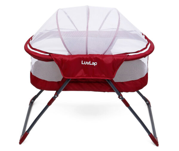 LuvLap Starshine Bassinet With Mosquito Net - Red-15229