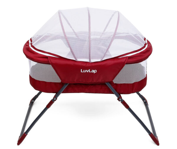 LuvLap Starshine Bassinet With Mosquito Net - Red-15230