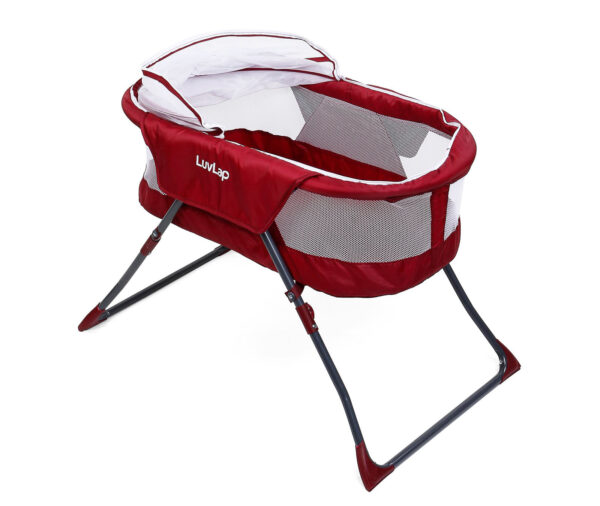 LuvLap Starshine Bassinet With Mosquito Net - Red-15225