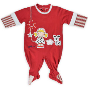 Chicco Full Sleeve Footed Romper - Red-0