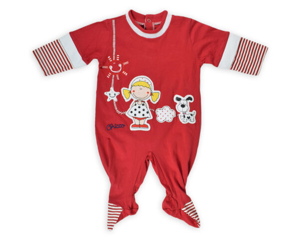 Chicco Full Sleeve Footed Romper - Red-0