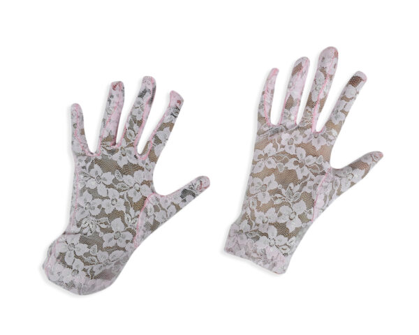 Girls Fancy Net Gloves - Pink-0