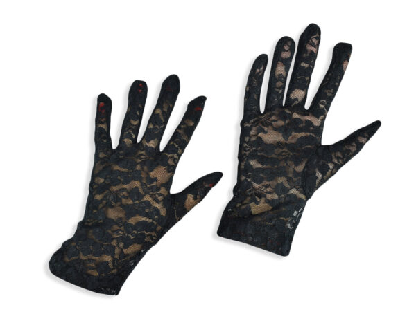 Girls Fancy Net Gloves - Black-0