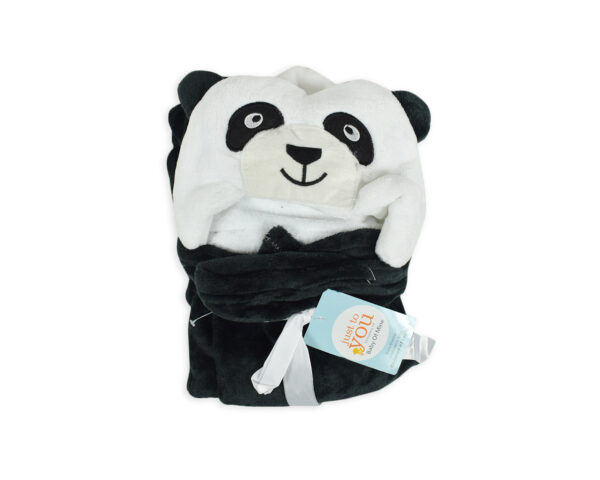 Very Soft Baby Hooded Blanket (Panda) - Black/White-0