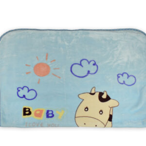 Very Soft Baby Blanket (Giraffe Print) - Sky Blue-15935