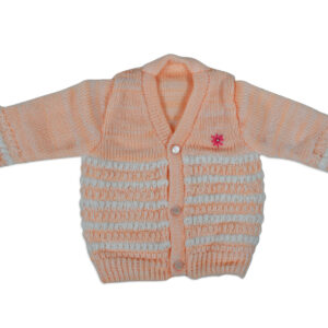 New Born Knitted Sweater With Cap & Booties - Orange-16411