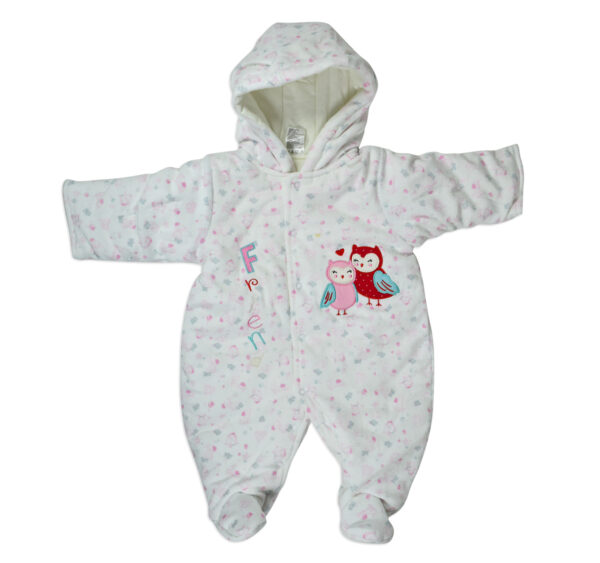 Baby Quilted Hooded Romper For Winter - White-0