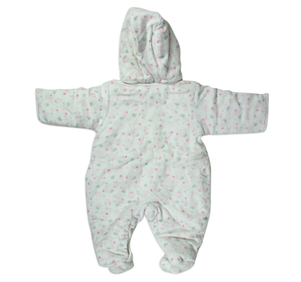 Baby Quilted Hooded Romper For Winter - White-16228