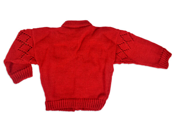 New Born Knitted Sweater With Cap, Mittens & Long Booties - Red-16403