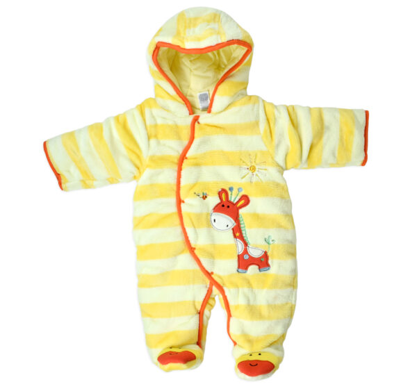 Baby Quilted Hooded Romper For Winter - Yellow-0