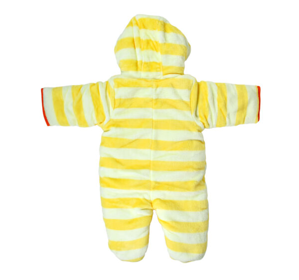 Baby Quilted Hooded Romper For Winter - Yellow-16364