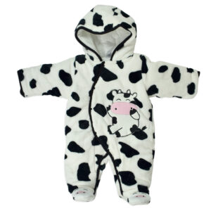 Baby Quilted Hooded Romper For Winter - Black & White-0