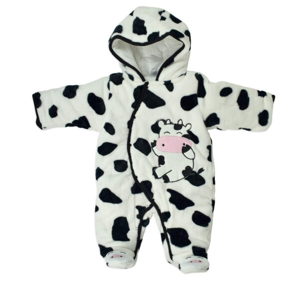 Baby Quilted Hooded Romper For Winter - Black & White-0