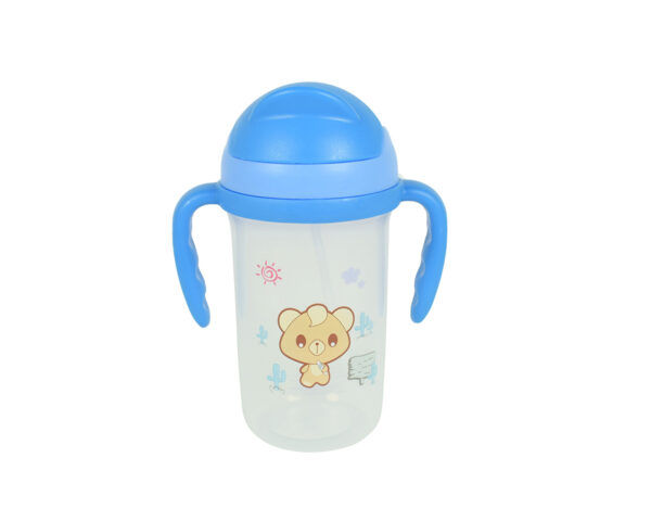 Soft Straw Sipper With Handle 350ml - Blue-0