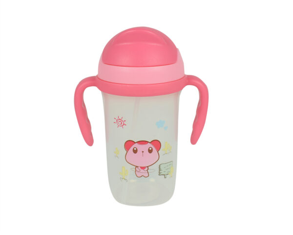 Soft Straw Sipper With Handle 350ml - Pink-0