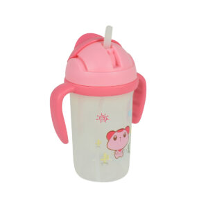 Soft Straw Sipper With Handle 350ml - Pink-15732