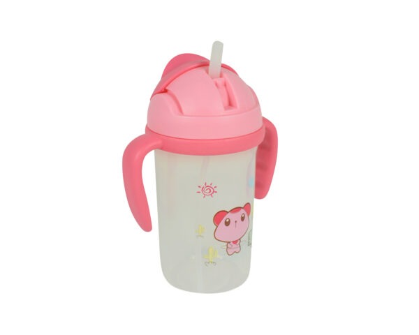 Soft Straw Sipper With Handle 350ml - Pink-15732